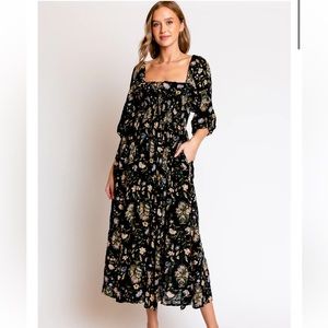 FREE PEOPLE - Oasis Printed Midi in Black Combo size M